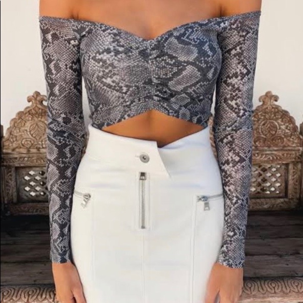 Tiger Mist XS snakeskin print crop top
